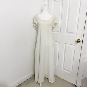 vintage 90s la belle cream maxi dress with white rosette